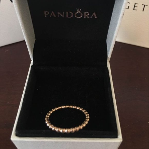 Pandora ETERNAL CLOUDS Rose GOLD Plated STACKABLE Band RING 7.5 (56) #180615 NEW - Picture 2 of 2
